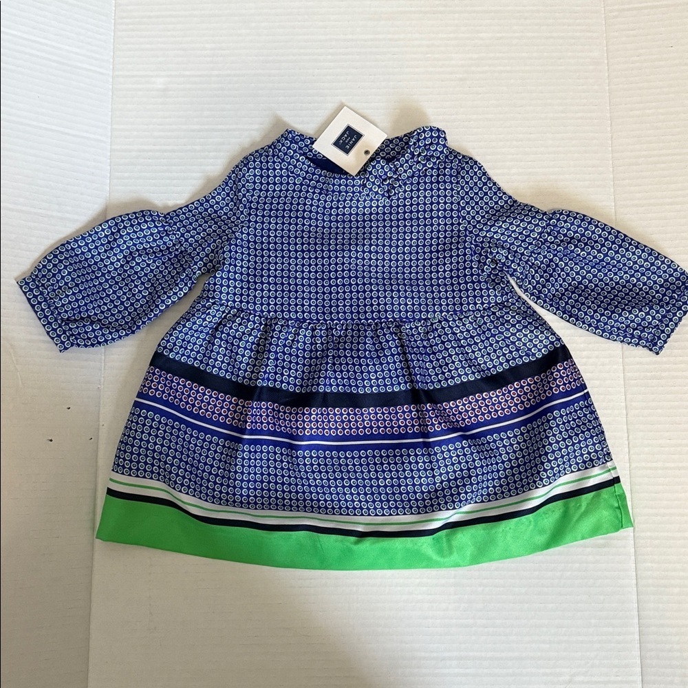 NWT!! Janie And Jack - Long Sleeve Dress - Purple/White/Green - Size 6-12 Months